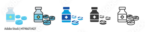 aspirin therapy icon set multi style various collection