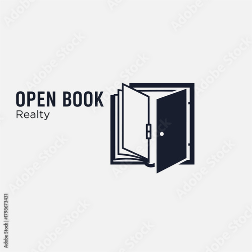 Open Book Realty logo with an open book and a door, symbolizing new opportunities and transparency in real estate.