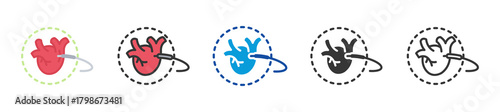 cardiac cauterization icon set multi style various collection
