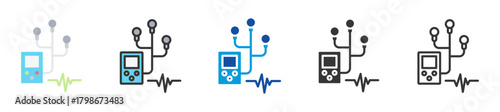 holter monitor icon set multi style various collection