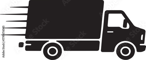 Black silhouette vector delivery truck top down view for logistics and shipping design