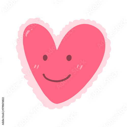 Cute Hand Drawn Pink Smiling Heart