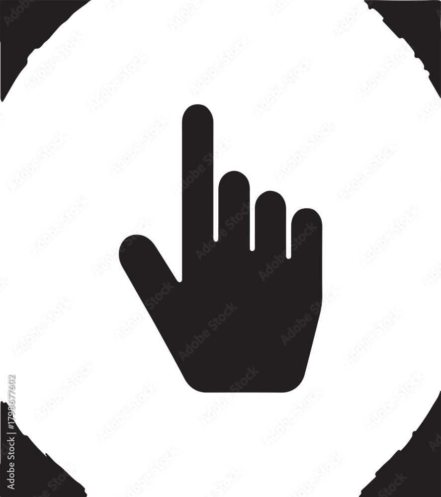 Obraz premium Black silhouette vector hand cursor icon pointer for user interface design and interactive digital applications