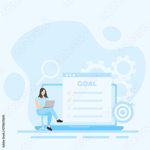 Personal Goal Concept Illustration for Landing Page.