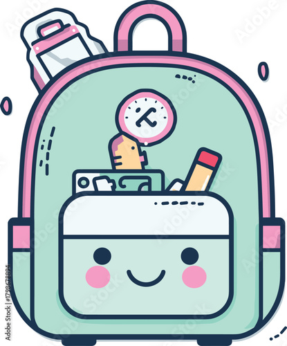 school bag with school supplies