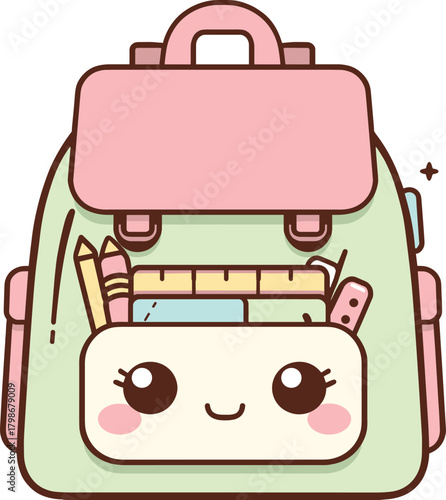 school bag with school supplies
