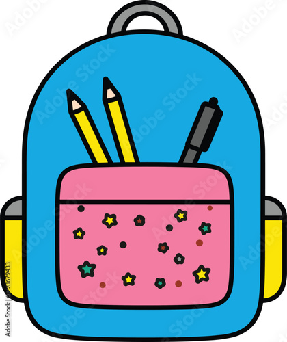 school bag with school supplies