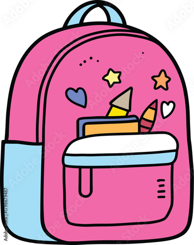 school bag with school supplies