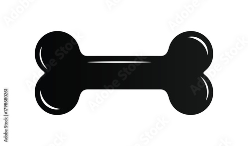 Simple black silhouette of a dog bone on a white background