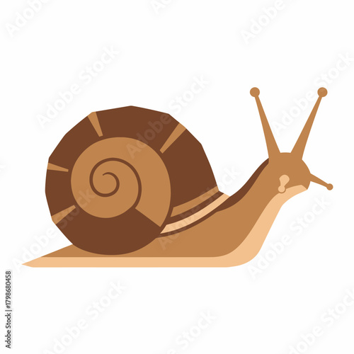 Cute Brown Cartoon Slug Character Smiling in Its Shell in a Garden Icon Illustration