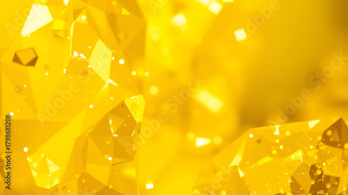 Abstract crystal background in yellow colors with refracting of light and highlights on the facets