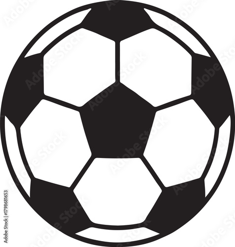 Black silhouette vector soccer ball representing sports competition and team spirit on a clean background