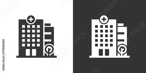 Hospital icon. Solid glyph series icon
