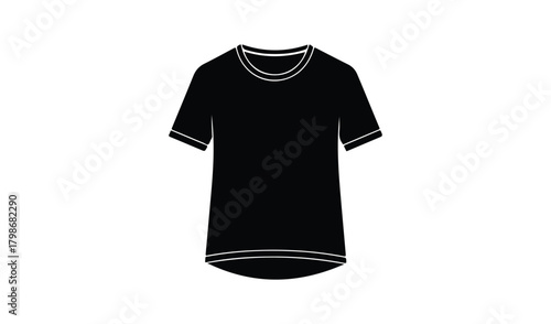Simple black t shirt with white trim on neck and sleeves