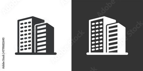 Modern Office Block icon. Solid glyph series icon