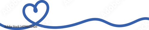 Blue ribbon forming a heart shape and wavy line on white background vector