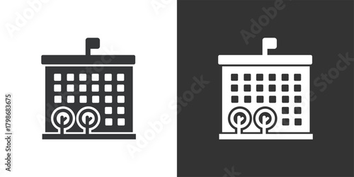 Commercial Building icon. Solid glyph series icon