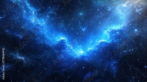 A breathtaking view of the cosmic universe in deep blue tones.