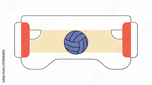 Illustration of a foosball table with a blue and purple ball in the center of the table top view on transparent background silhouette