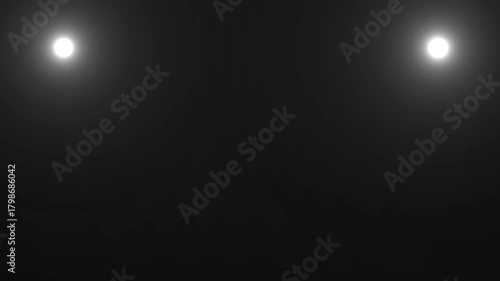 Twin headlights, spotlights overlay effect on black background. concert or stage dual spot light loopable VFX overlay 4k.