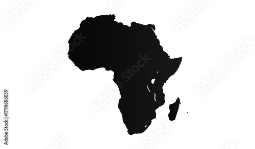 Black silhouette of the african continent on a white background