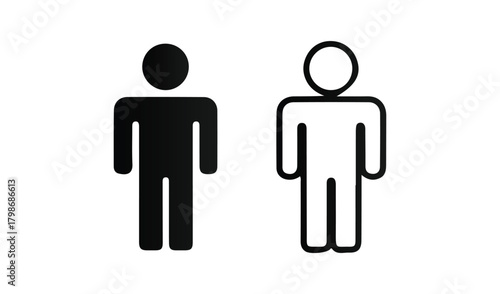 Two human figures one black silhouette one white outline