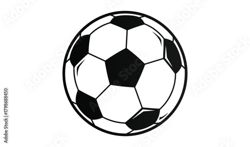 Classic black and white soccer ball illustration on white background