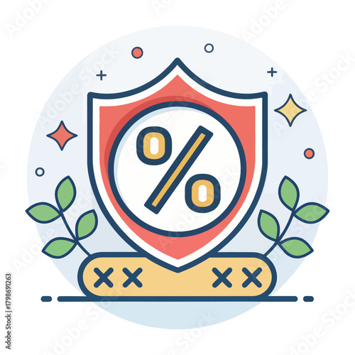 A flat design vector icon representing tax percentage