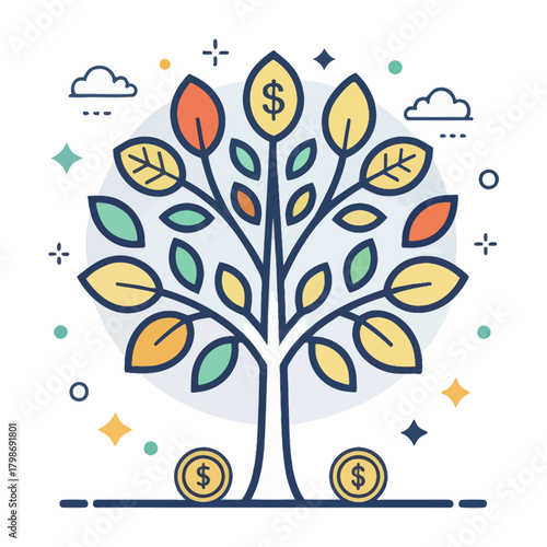 Bold Minimal Vector Icon Representing Wealth and Financial Growth