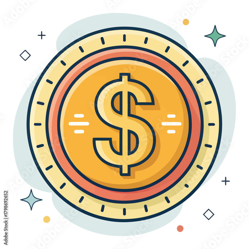 Flat design vector illustration of a US dollar coin icon