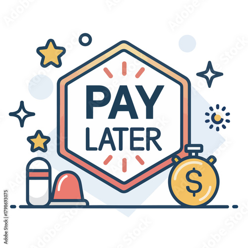 Flat Vector Icon Representing Pay Later Purchase System