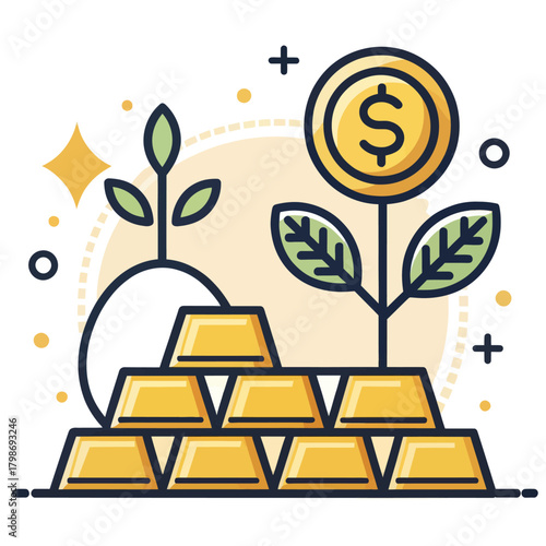 Gold Investment Icon Depicting Finance and Wealth