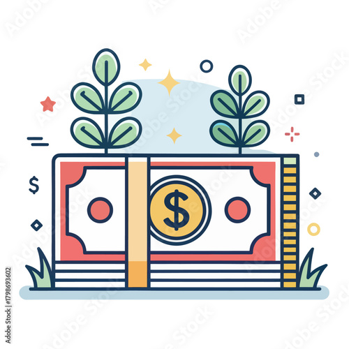 Minimalist Banknote Icon in Bold Vector Flat Design