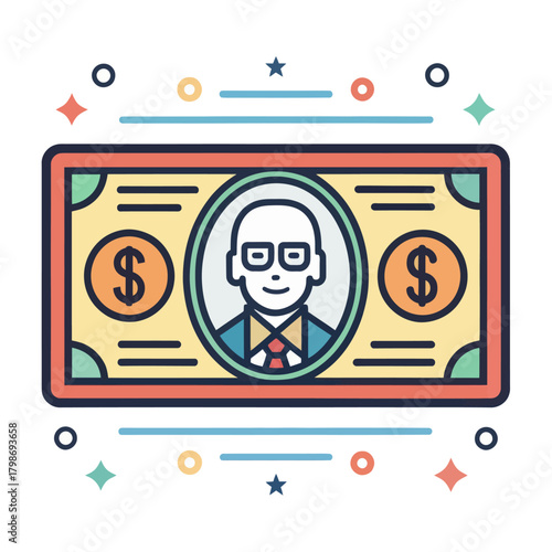 Minimalist Dollar Bill Icons Representing Money and Currency