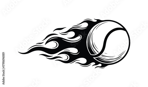 Tennis ball on fire with flames and motion blur effect