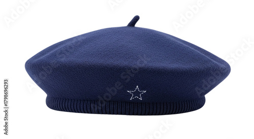Navy blue beret isolated on transparent background, a stylish and fashionable accessory, perfect for adding a touch of elegance to any outfit