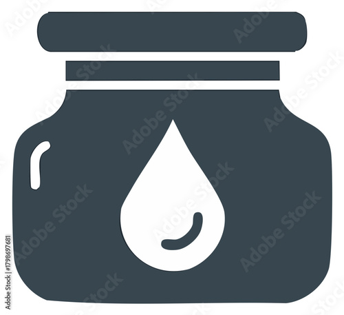 Jar with waterdrop icon design for healthcare products or other liquid container concept illustration