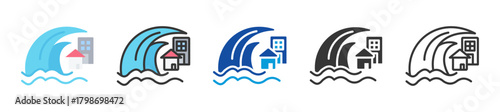 tsunami icon set multi style various collection