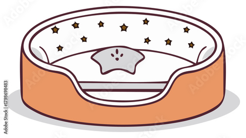 Cartoon Style Orange Pet Bed with Star Pattern Illustration Pet Furniture