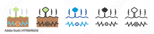 seismic activity icon set multi style various collection