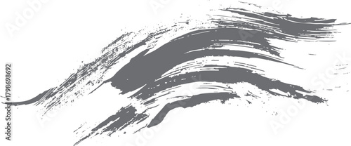 Abstract grey brush strokes with textured edges on a white background a dynamic artistic representation