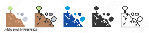 rockfall icon set multi style various collection
