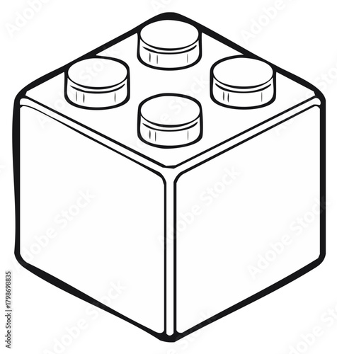 Simple Outline Building Block Toy with Four Studs