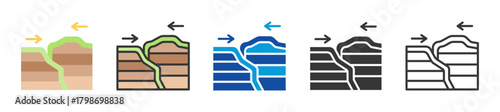 tectonic activity icon set multi style various collection