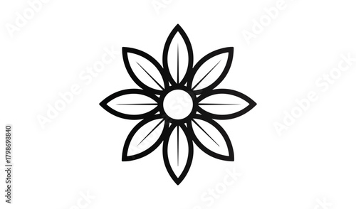 Simple outline drawing of a stylized flower with eight petals