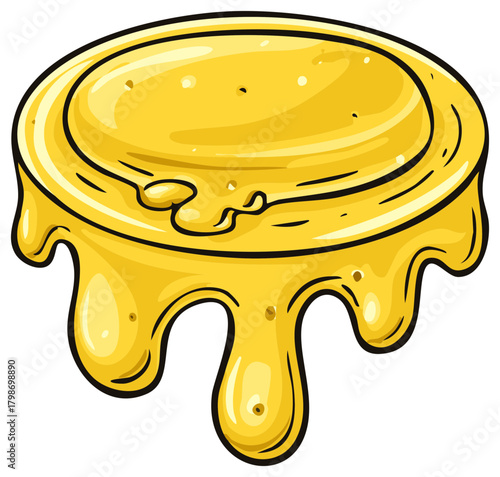 Dripping Yellow Cartoon Blob for Honey Sweetener or Molten Food Concept Illustration