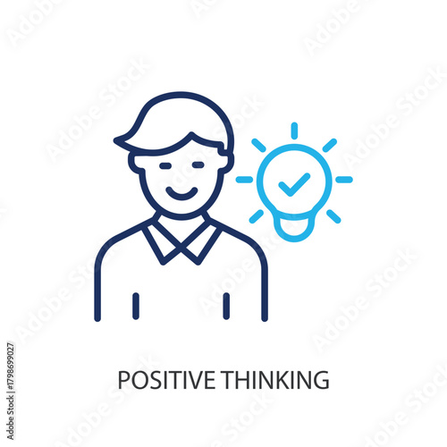 Positive thinking  thin line icons. Original vector illustration.