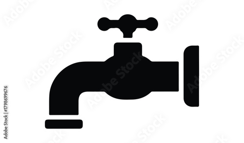 Simple black silhouette icon of a water faucet or tap