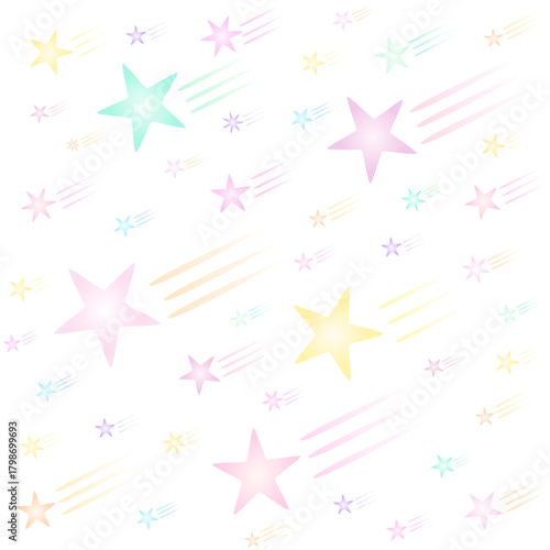 Cute Pastel Shooting Stars Pattern | Kawaii Comet Design (Transparent Background SVG)