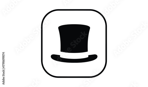 Simple black top hat icon inside rounded rectangle outline